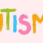 palavra autismo escrito com letras coloridas