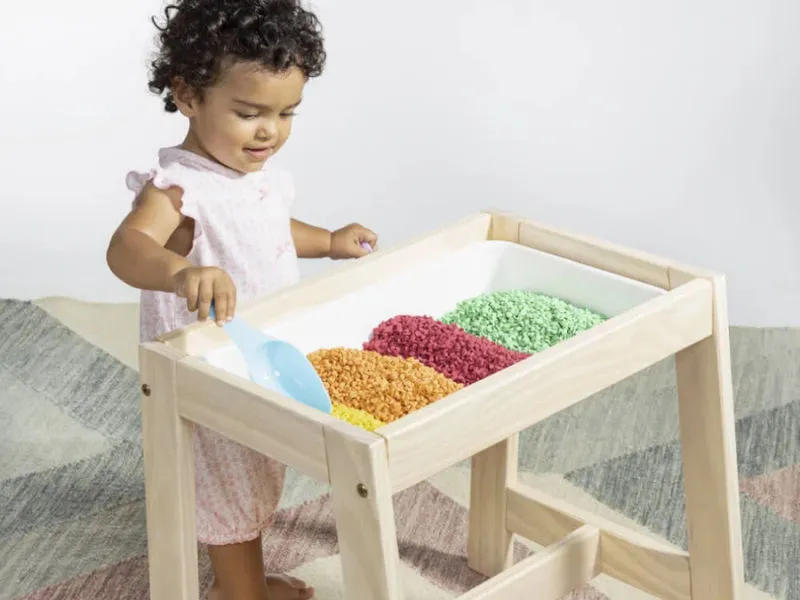Mesa infantil Sensorial Montessoriana natural/branco
