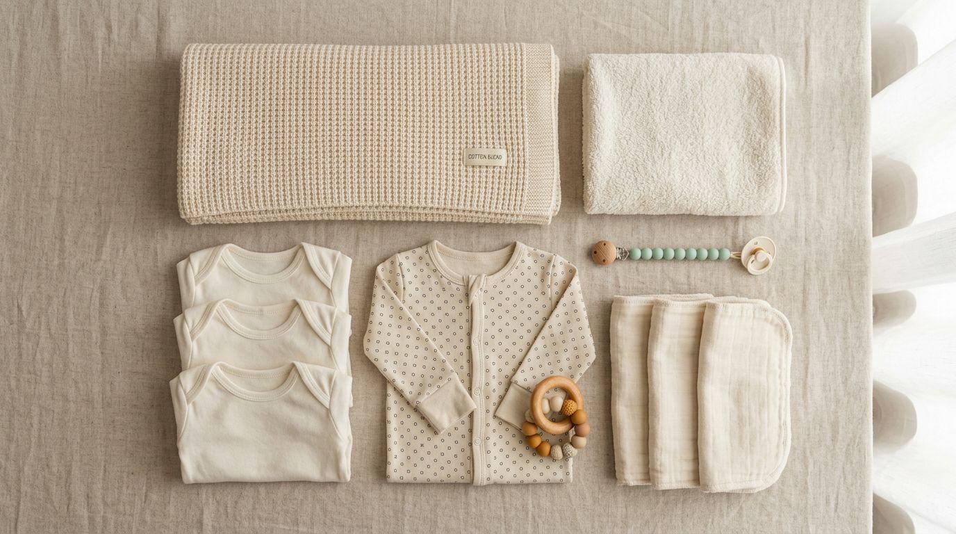 Conjunto de roupas de bebê sobre fundo claro